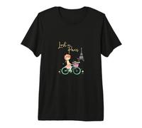 Perdu à Paris Mignon Paris Vélo Fille Tour Eiffel Romantique T-Shirt Haut de Gamme