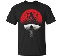 perdu Rebirth Uchiha Clan Symbol Mashup with Itachi Mangekyou Sharingan Sasuke Uchiha T-Shirt Men Cotton T-Shirt Black XL