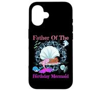 Père de l'anniversaire Sirène Noir Papa Hommes Sirènes Fête Coque pour iPhone 16