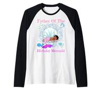 Père de l'anniversaire Sirène Noir Papa Hommes Sirènes Fête Manche Raglan