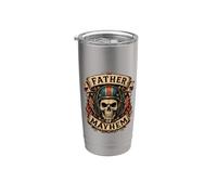 Père de Mayhem Biker Dad Skull Rider Motorcycle Daddy Gobelet isotherme en acier inoxydable double paroi
