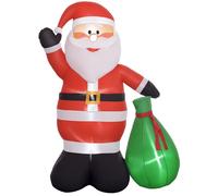 Père de Noël gonflable de 180 cm Outsunny avec lumières LED, matériel fixation et souffleur, intérieur et extérieur