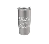 Père du marié, mariage et papa nuptial, police script blanc Gobelet isotherme en acier inoxydable double paroi