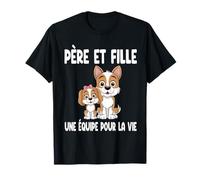 père et fille chien papa fille duo assorti fête des pères T-Shirt