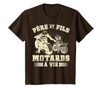 Père et Fils Motards à Vie Idée Cadeau Duo Père Fils Motard T-Shirt, Enfant, Marron, 10 Ans