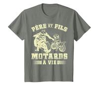 Père et Fils Motards à Vie Idée Cadeau Duo Père Fils Motard T-Shirt, Enfant, Vert Kaki chiné, 4 Ans