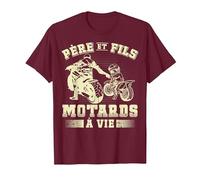Père et Fils Motards à Vie Idée Cadeau Duo Père Fils Motard T-Shirt, Homme, Marron, M