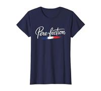 Père-Fection Cadeau Papa Humour Fête des Pères T-Shirt, Femme, Bleu Marine, XS