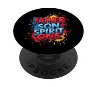 Père fils esprit une famille chrétienne foi unité éclaboussure PopSockets PopGrip Adhésif