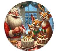 Père Noël 1000 Pièces Puzzle Circulaire 3D Haute définition Puzzle Adulte pour Enfants Jeu Cadeau Unique Difficile Impossiblepour Adultes Cadeaux 1000pcs (67.5x67.5cm)