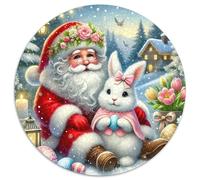 Père Noël 1000 Pièces Puzzle Circulaire 3D Haute définition Puzzle Adulte pour Enfants Pression Réduite Puzzle Difficile Impossiblepour Adultes Cadeaux 1000pcs (67.5x67.5cm)