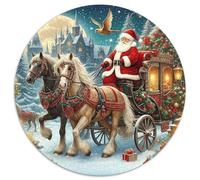 Père Noël 1000 Pièces Puzzle Circulaire 3D Haute définition Puzzle Adulte pour Enfants Pression Réduite Puzzle Difficile Impossiblepour Adultes Cadeaux 1000pcs (67.5x67.5cm)