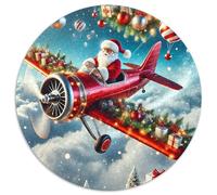 Père Noël 1000 Pièces Puzzle Circulaire 3D Haute définition Puzzles Classiques Jeu Cadeau Unique Difficile Impossiblepour Adultes De l'art De La Décoration Moderne 1000pcs (67.5x67.5cm)