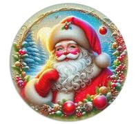 Père Noël 1000 Pièces Puzzle Circulaire 3D Haute définition Puzzles Classiques Puzzle Familial Jeu D'Intelligence Décoration pour Enfants Cadeau 1000pcs (67.5x67.5cm)