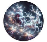 Père Noël 1000 Pièces Puzzle Circulaire 3D Haute définition Puzzles Classiques Puzzle Rond Créatif Jeu D'Intelligence De l'art De La Décoration Moderne 1000pcs (67.5x67.5cm)