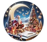 Père Noël 1000 Pièces Puzzle pour Adultes Et Enfan Christmas Holiday Puzzle Rond Décoration Moderne Jeu Cadeau Unique 1000pcs (67.5x67.5cm)