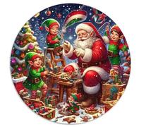 Père Noël 1000 Pièces Puzzle pour Adultes Et Enfan Christmas Theme Puzzle Rond Décoration Moderne Jeu Cadeau Unique 1000pcs (67.5x67.5cm)