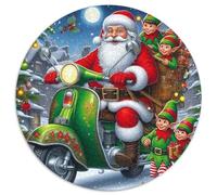 Père Noël 1000 Pièces Puzzle pour Adultes Et Enfan Christmas Theme Puzzle Rond Décoration Moderne Jeu Cadeau Unique 1000pcs (67.5x67.5cm)