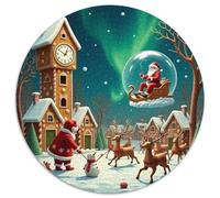 Père Noël 1000 Piezas, Puzzle Aliviar Estrés Rompecabezas Redondo Juegos De Puzzle Arte Regalos Regalos Niños (67.5x67.5cm)