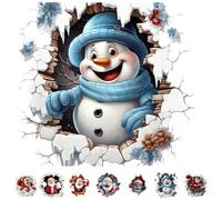 Père Noël 3D brise à travers le mur autocollant mural réutilisable amovible sans laisser de résidus décoration festive salon cuisine salle de bain amusant Père Noël arrive sticker mural