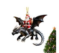 Père Noël À Cheval Sur Dragon - Acrylique Fil D'Or 8cm | Figurine Du Père Noële | Décoration De Noël | Ornement De Fête Fantaisiste Pour Suspension Sapin, Écrans Festifs, Accents Saisonniers Et Cadeau