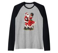 Père Noël Afro-américain Dansant avec Mme Claus pour Noël Manche Raglan