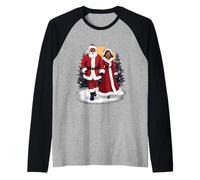 Père Noël Afro-américain Dansant avec Mme Claus pour Noël Manche Raglan