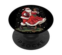 Père Noël Afro-américain Dansant avec Mme Claus pour Noël PopSockets PopGrip Adhésif