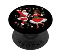 Père Noël Afro-américain Dansant avec Mme Claus pour Noël PopSockets PopGrip Adhésif