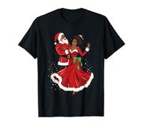 Père Noël Afro-américain Dansant avec Mme Claus pour Noël T-Shirt