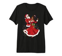 Père Noël Afro-américain Dansant avec Mme Claus pour Noël T-Shirt Haut de Gamme