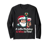 Père Noël Amusant A Litttle Mistletoe & Wine is Fine Manche Longue