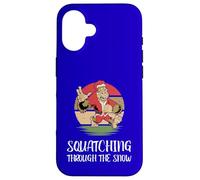 Père Noël Amusant à Squatching Through The Snow Bigfoot Coque pour iPhone 16