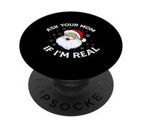 Père Noël Amusant Demandez à Votre Maman si Je suis Vrai Père Noël PopSockets PopGrip Adhésif