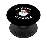 Père Noël Amusant Demandez à Votre Papa si Je suis Vrai Père Noël PopSockets PopGrip Adhésif