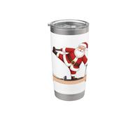 Père Noël amusant faisant réformateur Pilates Noël Pilates Gobelet isotherme en acier inoxydable double paroi