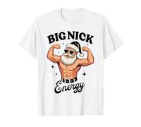 Père Noël Amusant Flexing Big Nick Energy Muscle Design T-Shirt