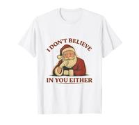 Père Noël Amusant I Don't Believe in You Either Retro Christmas T-Shirt