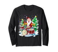 Père Noël Amusant Jouant de la Batterie Crazy Drummer Christmas Manche Longue