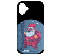 Père Noël Amusant sur Le Mur pour Les Amateurs d'escalade Coque pour iPhone 16 Plus