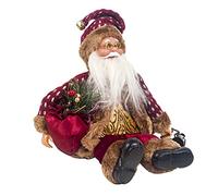 Père Noël Assis - Figures du Père Noël en Robes Luxueuses - Ornement de Table Traditionnel pour Vacances, en Tissu pour Décoration à la Maison pour Fêtes de Festival