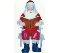 Père Noël assis sur un banc avec un livre 110cm de haut Figurine de décoration - GFK - réduite - pour l'extérieur