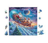 Père Noël avec des Rennes 100 Pieces Casse-tête Collectionneur en Carton sans Déformation Très Difficile Motif Complexe Décoration Murale Cadeau Noël Premium 28x28cm