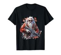 Père Noël avec une mitrailleuse pour les amateurs d'armes à feu T-Shirt