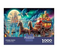 Père Noël Avion pour Fêtes : 1000 Pièces Jeu De Puzzle À Assembler Soi-même Traîneau Père Noël Énigme De Compétence Logique, pour Les Amateurs D'énigmes en Soirée 70x50cm/1000pcs