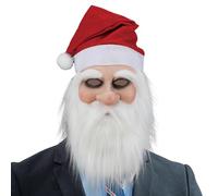Père Noël - Barbe en latex complet | Accessoire de vacances pour célébration, performance sur scène, cosplay, fête de défilé, spectacle de théâtre, fête costumée, fête de club, festival d'hiver