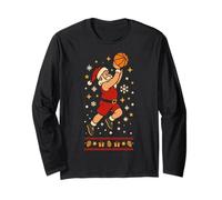 Père Noël Basketball Motif drôle de fêtes Sportif Hiver Manche Longue
