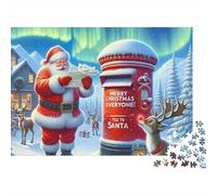Père Noël Boîte aux Lettres Puzzle 1000 Pièces Puzzle pour Adultes Scène de Noël Papier Détente Cadeau Famille 52x38cm/1000pcs