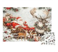 Père Noël Casse-tête 1000 Pièces avec Clic Parfait, Puzzle d'art énigme De Compétence Logique pour Une Activité Zen, Puzzle Cadeau d'anniversaire 52x38cm/1000pc