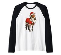 Père Noël Cheval habillé en Père Noël équestre Amusant Manche Raglan